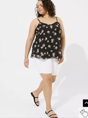 Torrid Sz 2 Floral Spaghetti Strap Cami Tank Top - Black/White